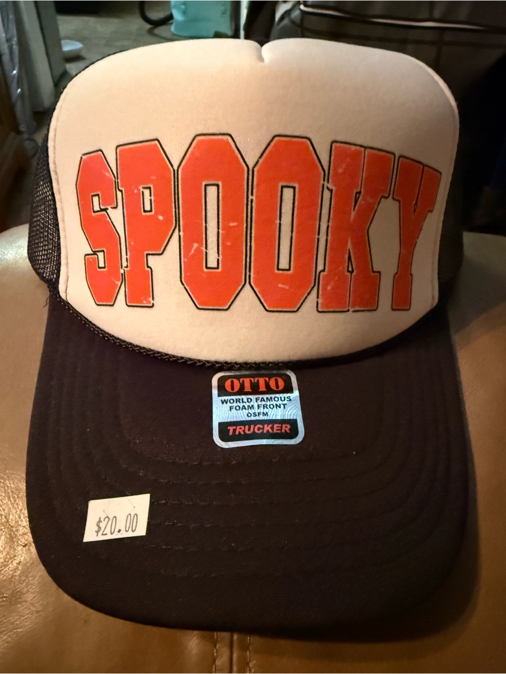 OTTO Trucker Hat with Orange "SPOOKY" on White and Black